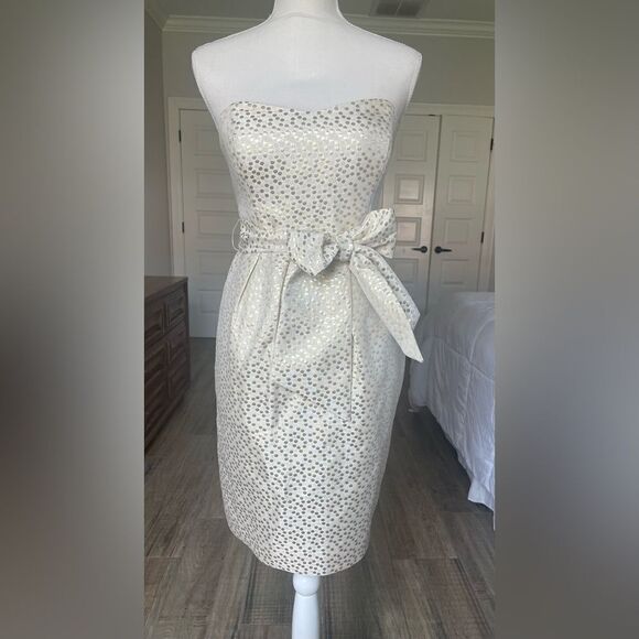 Jenny Yoo Strapless Polka Dot Cocktail Dress - Picture 1 of 10
